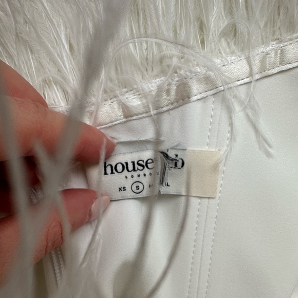 house of cb - white bianca feathered trim midi dress - Picture 3 of 4